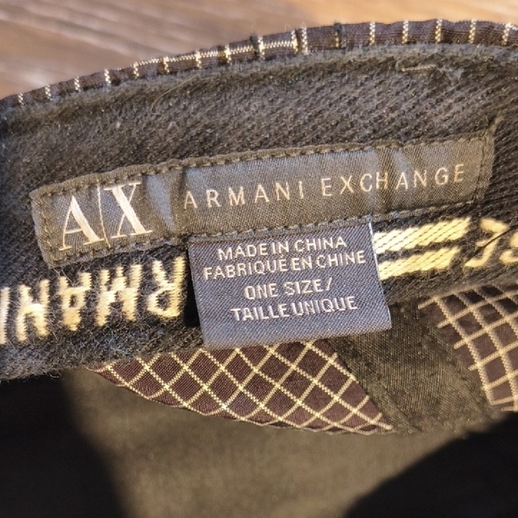 Armani Exchange Dark Grid Pattern Cap - Picture 2 of 6